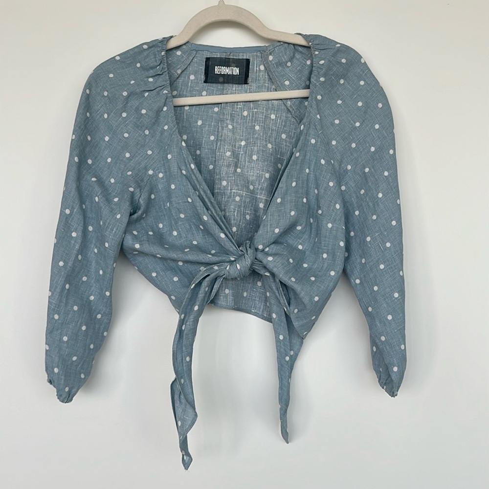 Reformation tie blouse size M